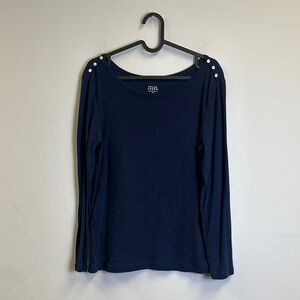 Falls Creek Blue Fitted Long Sleeve Blouse